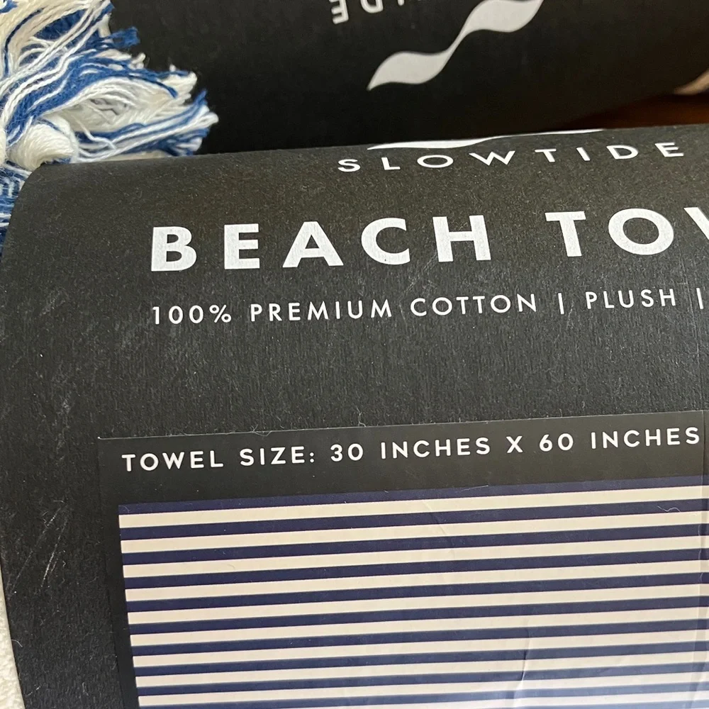 Slowtide Blue and White Beach Towel. Sale today. 2/$100 and free shipping. NWT.